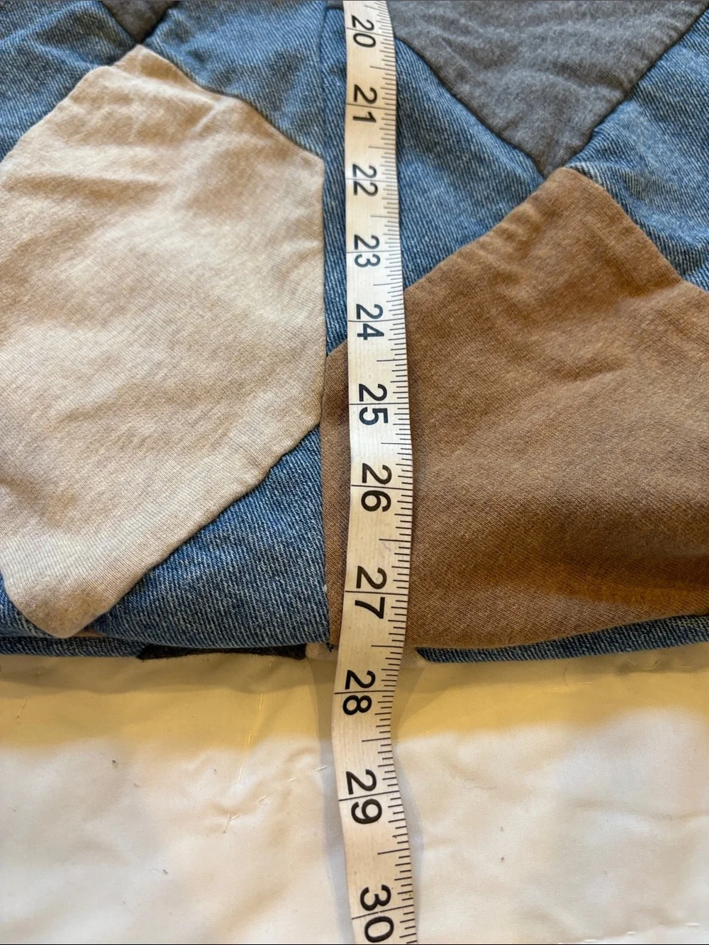 Upcycled Patchwork Blue and Brown Shoulder Tote